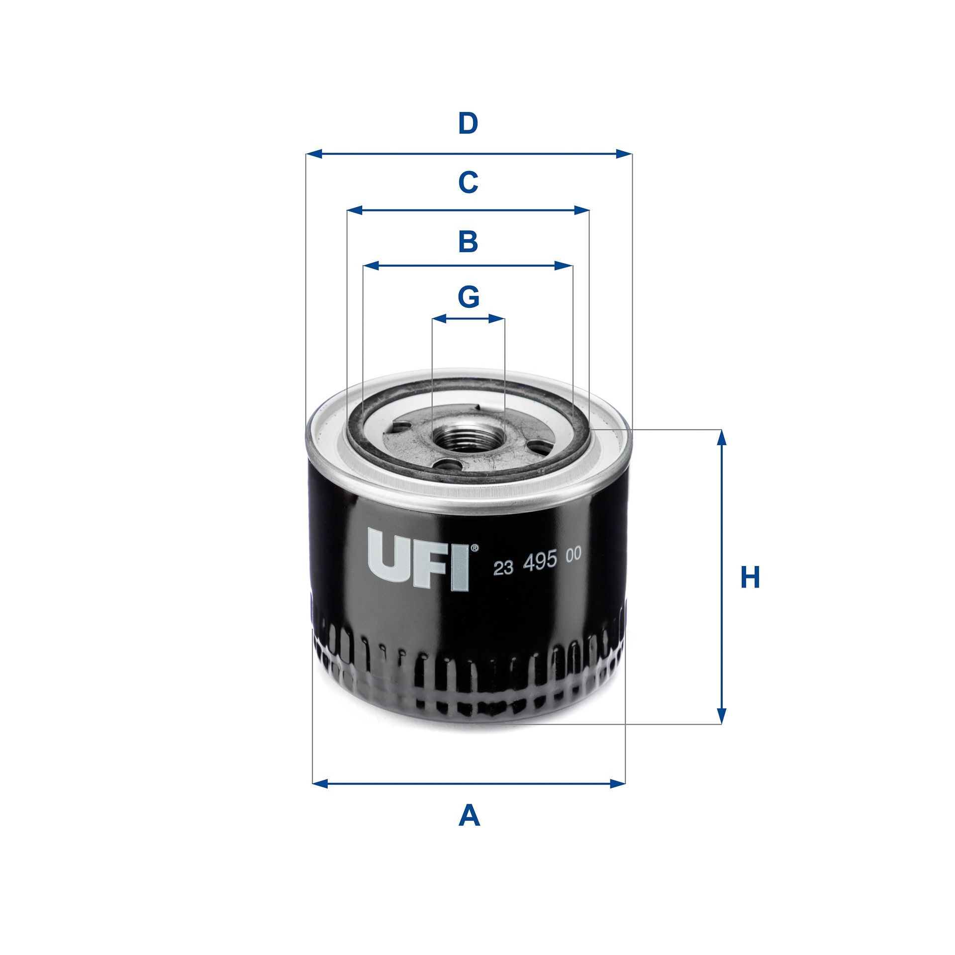 UFI 23.495.00 Oil filter 13/16-16 UNF, Spin-on Filter