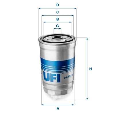 UFI Filter Insert Height: 152mm Inline fuel filter 24.351.01 buy