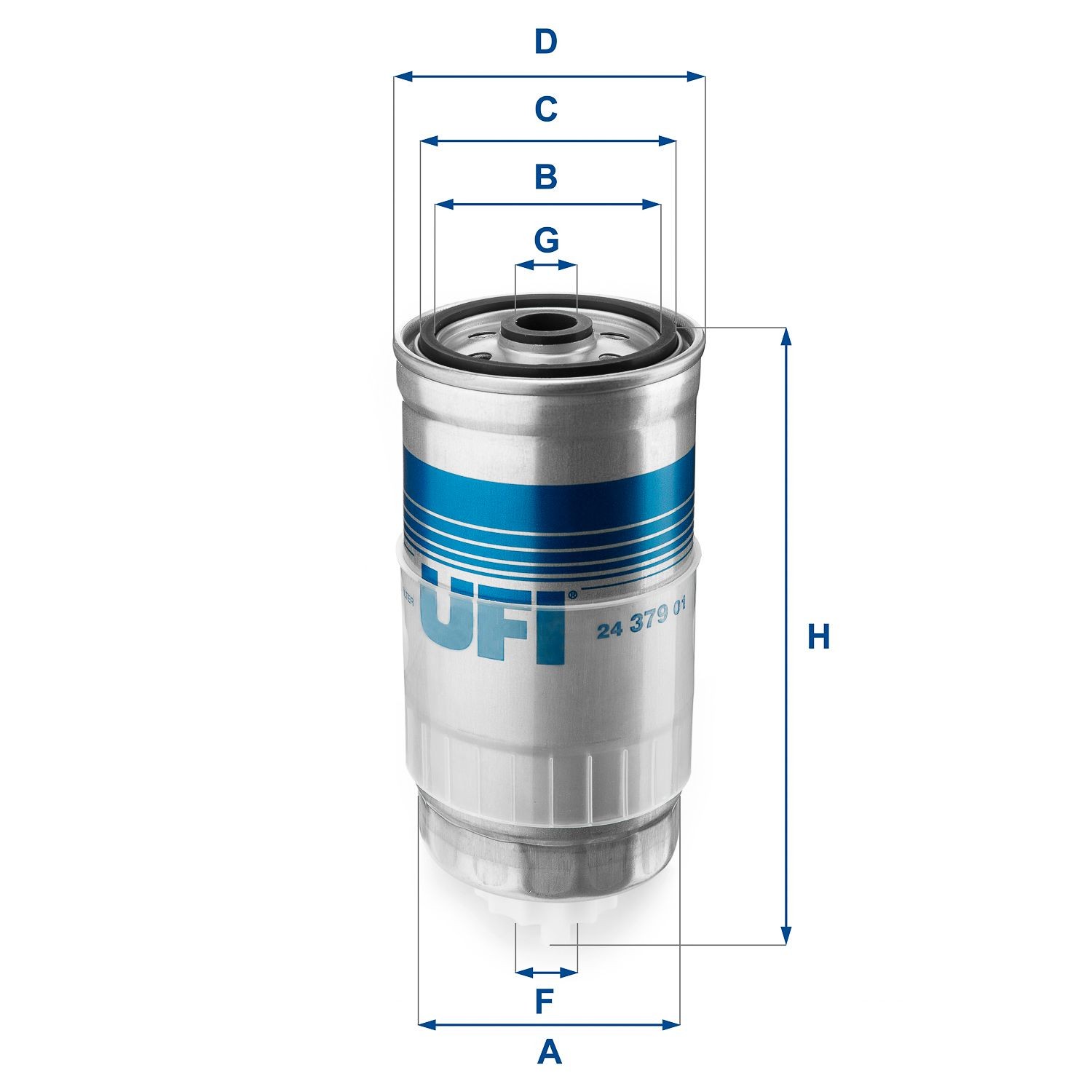 Original UFI Inline fuel filter 24.379.01 for AUDI 80