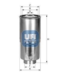 UFI Filter Insert Height: 186mm Inline fuel filter 24.380.00 buy