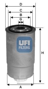 UFI Filter Insert Height: 186,5mm Inline fuel filter 24.381.00 buy