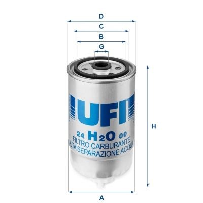 24.H2O.00 Fuel filter 24.H2O.00 UFI Filter Insert
