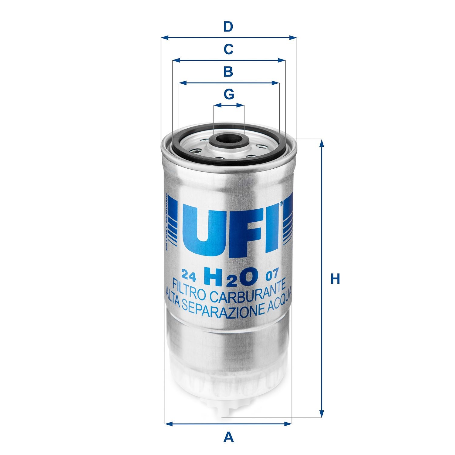 Comprare 24.H2O.07 UFI Cartuccia filtro Alt.: 179mm Filtro carburante 24.H2O.07 poco costoso