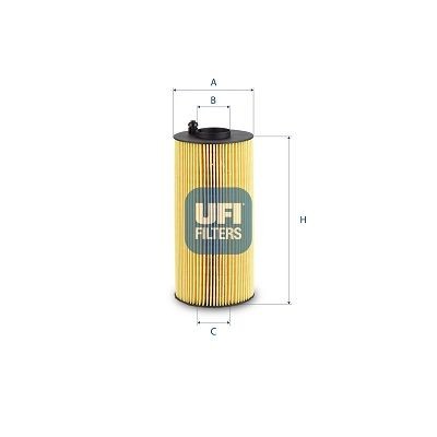 UFI Filter Insert Inner Diameter 2: 24,7, 43mm, Ø: 66mm, Height: 124mm Oil filters 25.079.01 buy