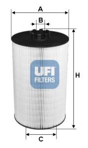 UFI Filter Insert Inner Diameter 2: 14,5, 53mm, Ø: 121mm, Height: 205mm Oil filters 25.097.00 buy