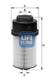 UFI Filtereinsatz Höhe: 204,7mm Kraftstofffilter 26.009.00 kaufen