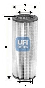 UFI 27.154.00 Air filter 291mm, 115mm, Filter Insert