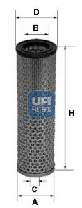 UFI 27.157.00 Air filter 251, 251,0mm, 73,5, 70,5mm