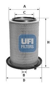 UFI 27.158.00 Air filter 474mm, 302, 378mm, Filter Insert