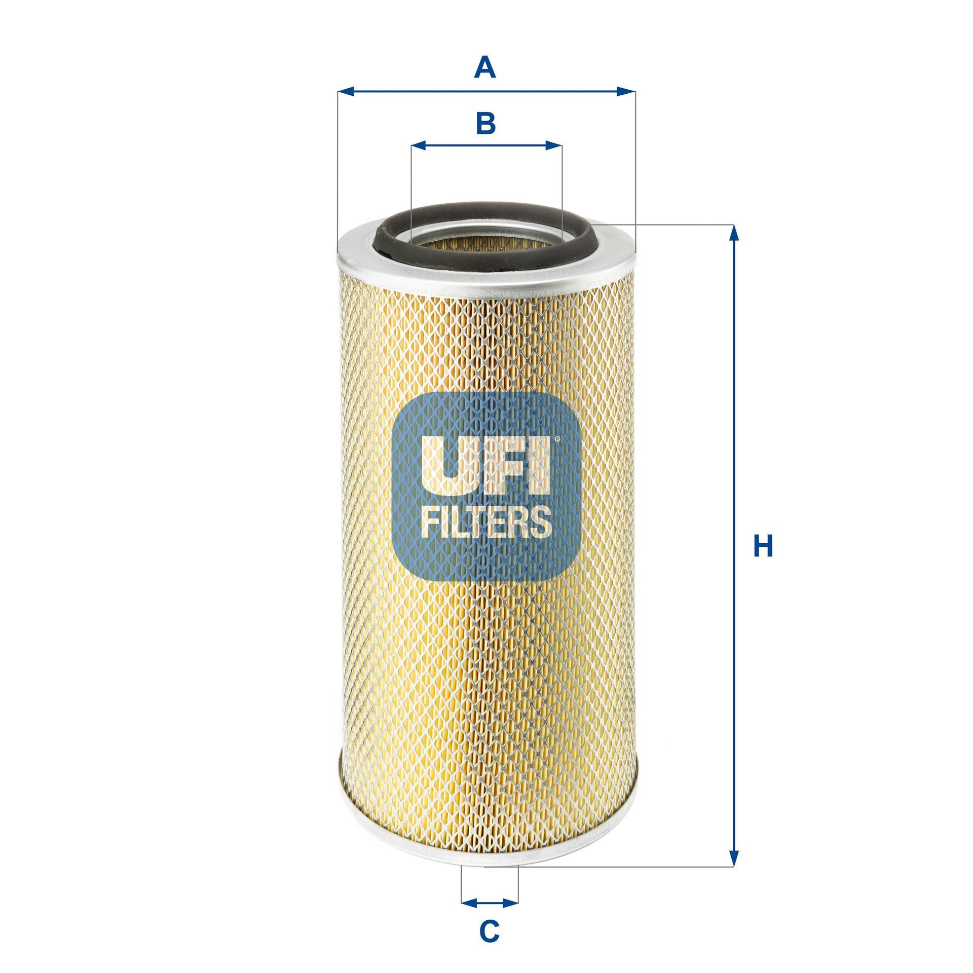 27.802.00 UFI Air filters MERCEDES-BENZ 376mm, 197mm, Filter Insert