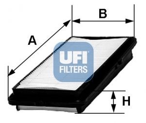 30.256.00 UFI Air filters HONDA 34mm, 187mm, 268,5mm, Filter Insert