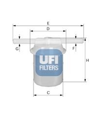 Original UFI Fuel filters 31.005.00 for TOYOTA CELICA