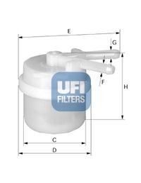 Original UFI Inline fuel filter 31.006.00 for DAIHATSU GRAN MOVE