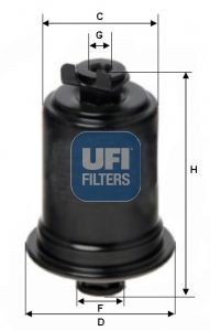 Original UFI Inline fuel filter 31.523.00 for DAIHATSU CHARADE