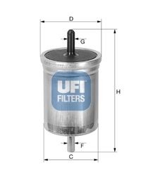 Original UFI Inline fuel filter 31.562.00 for RENAULT TWINGO