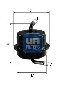 Original UFI Inline fuel filter 31.565.00 for SUZUKI SWIFT