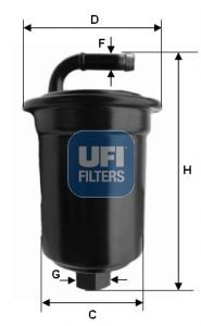Daihatsu GRAN MOVE Inline fuel filter 7243529 UFI 31.694.00 online buy