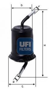 UFI Filter Insert, 8mm, 8mm Height: 177mm Inline fuel filter 31.764.00 buy