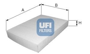 UFI Particulate Filter, 343 mm x 212 mm x 20 mm Width: 212mm, Height: 20mm, Length: 343mm Cabin filter 53.002.00 buy