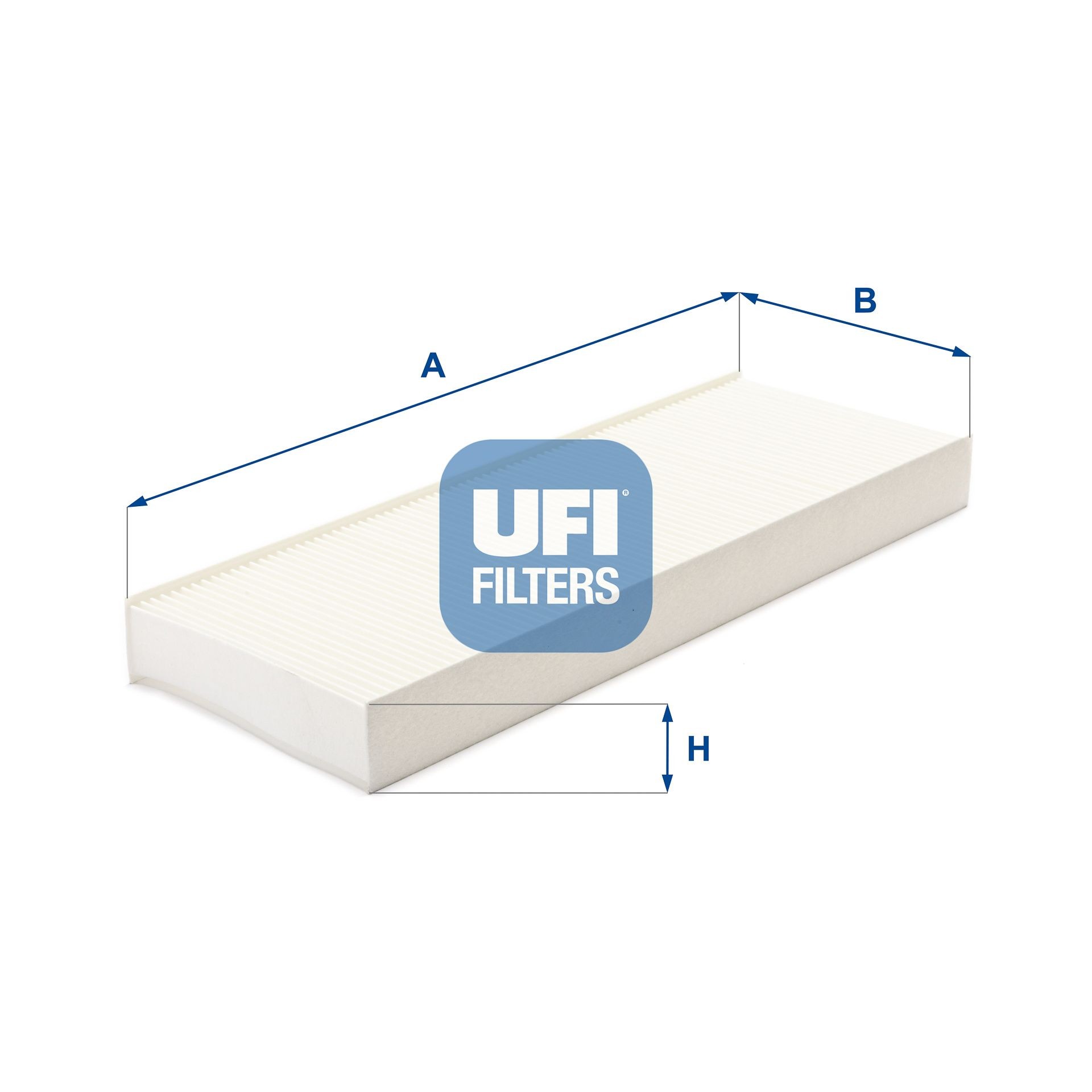 UFI Particulate Filter, 379 mm x 135 mm x 40 mm Width: 135mm, Height: 40mm, Length: 379mm Cabin filter 53.072.00 buy