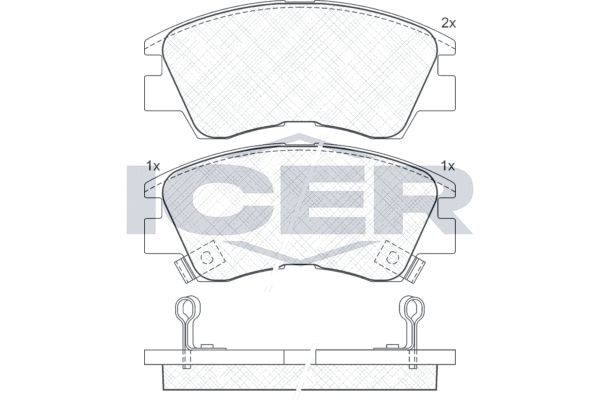 21373 ICER incl. wear warning contact, Axle Vers.: Front Height: 56,9mm, Width: 128mm, Thickness: 16,5mm Brake pads 140701 buy