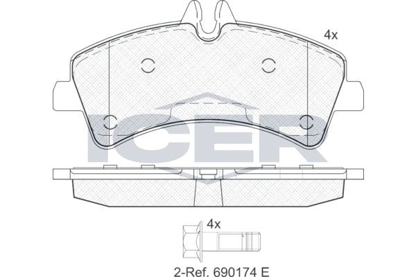 ICER 141849 Brake pad set Axle Vers.: Rear