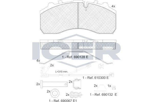ICER 151194-117 Bremsbeläge für IVECO Trakker LKW in Original Qualität