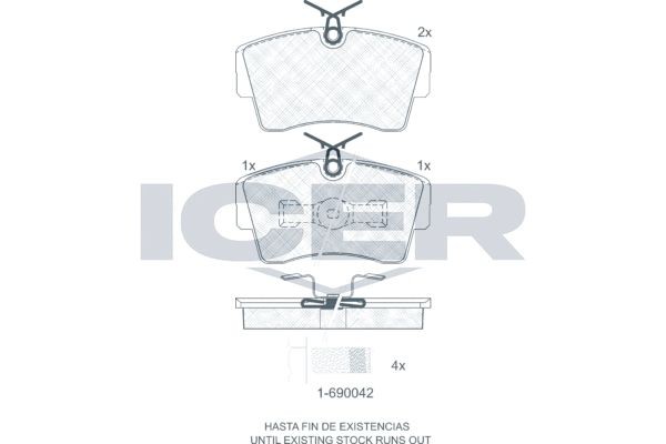 180553 ICER Brake pad set PEUGEOT incl. wear warning contact, Axle Vers.: Front