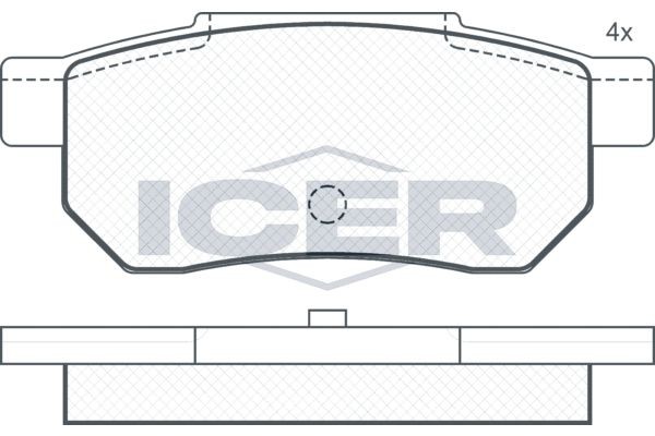 ICER 180751 Brake pad set Axle Vers.: Rear