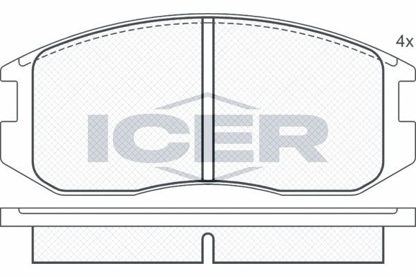 ICER 180875 Brake pad set Axle Vers.: Front