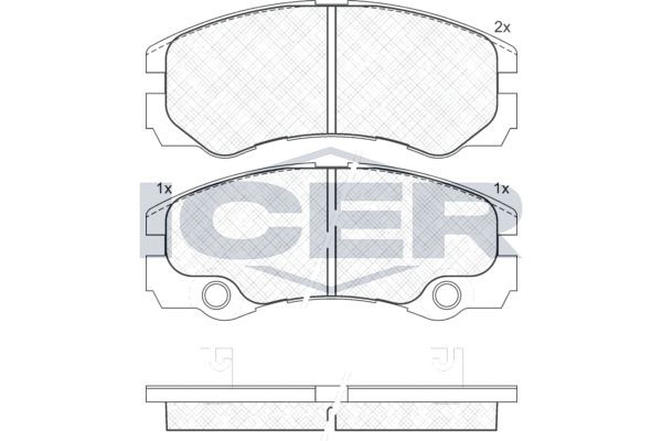 ICER 180972 Brake pad set incl. wear warning contact, Axle Vers.: Front