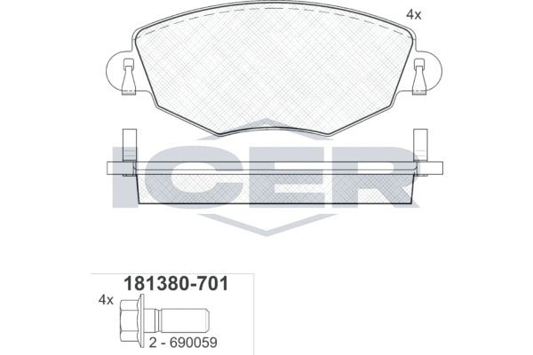 Original 181380-701 ICER Disc brake pads JAGUAR