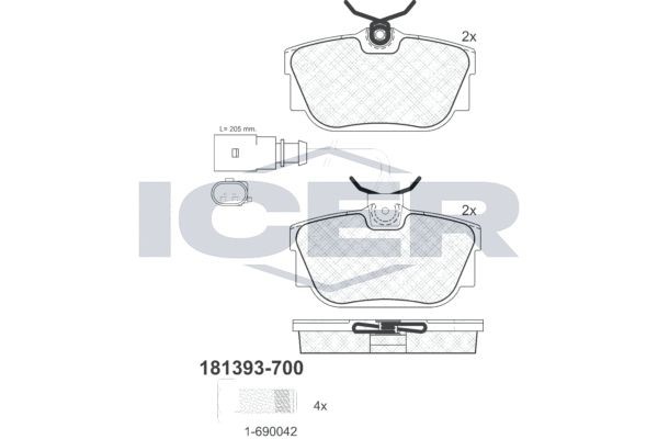 Original 181393-700 ICER Set of brake pads SEAT