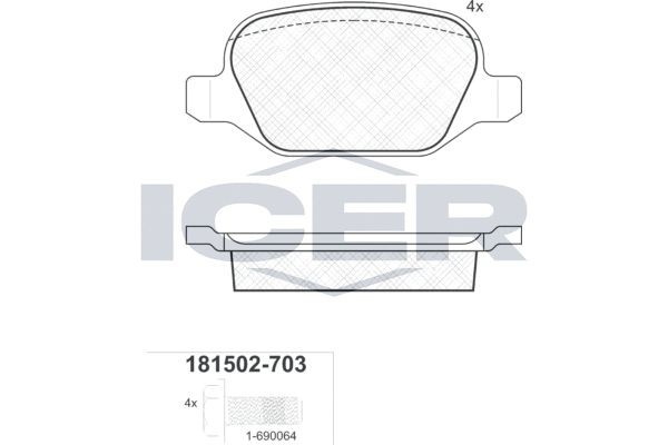 23517 ICER 181502-703 Brake pad set 71770068