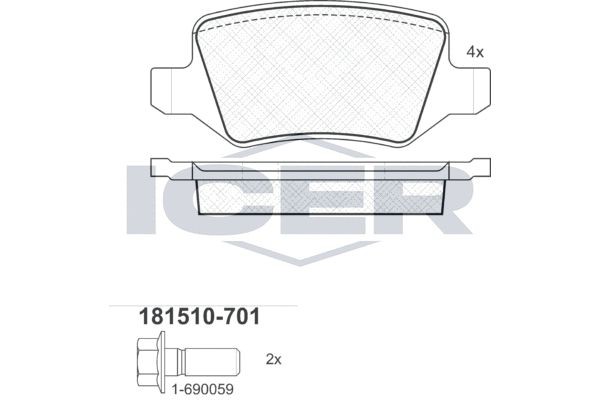 23138 ICER 181510701 Brake pads Mercedes W168 A 38 AMG Twin Engine 250 hp Petrol 2001 price