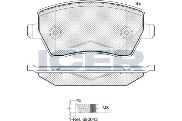 181534-700 ICER Brake pad set DACIA Axle Vers.: Front