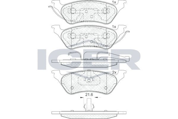 181564 ICER Brake pad set DODGE Axle Vers.: Rear