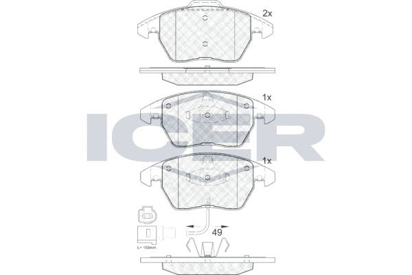 Original 181567 ICER Brake pad kit SEAT