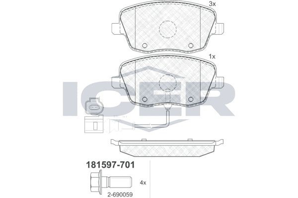 ICER 181597-701 Brake pad set SEAT experience and price