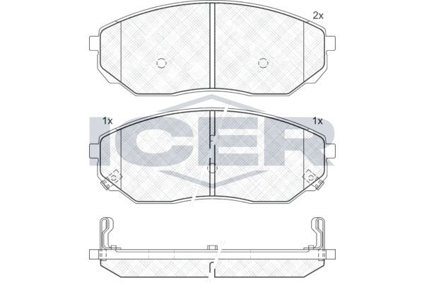 24092 ICER incl. wear warning contact, Axle Vers.: Front Height: 60,1mm, Width: 154,9mm, Thickness: 17,3mm Brake pads 181606 buy