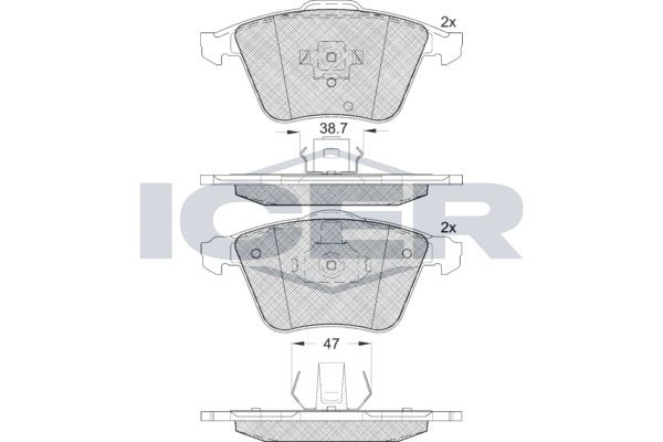 ICER 181652 Brake pad set Axle Vers.: Front