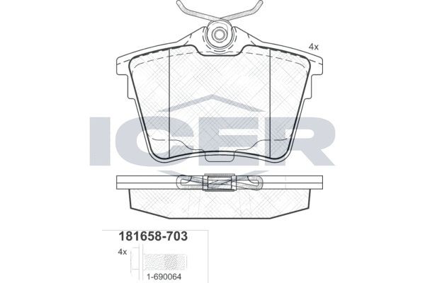 Peugeot 607 Brake pad 7251751 ICER 181658-703 online buy