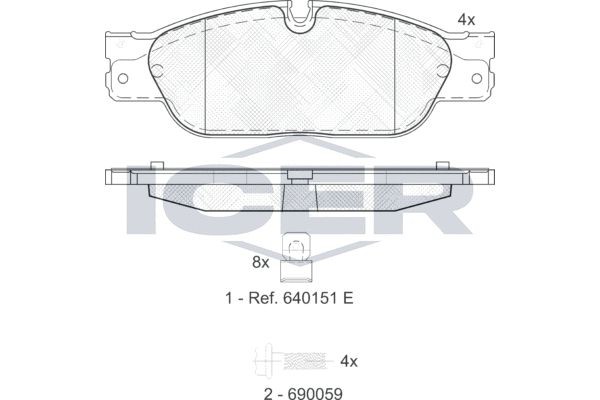 181672 ICER Brake pad set JAGUAR Axle Vers.: Front