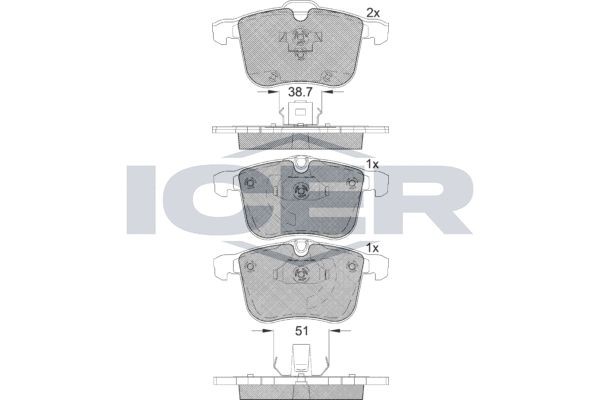 20224 ICER Axle Vers.: Front Height 2: 77,3mm, Height: 72,7mm, Width 2 [mm]: 156,2mm, Width: 154,9mm, Thickness: 20,4mm Brake pads 181681 buy