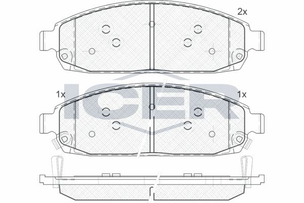 Original 181713 ICER Brake pad kit JEEP