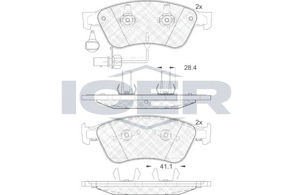 181725 ICER Brake pad set SEAT incl. wear warning contact, Axle Vers.: Front