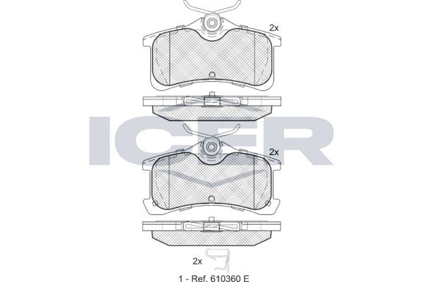 ICER 181728 Brake pad set incl. wear warning contact, Axle Vers.: Rear