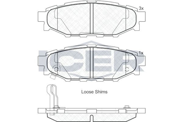 181759 ICER Brake pad set SUBARU incl. wear warning contact, Axle Vers.: Rear