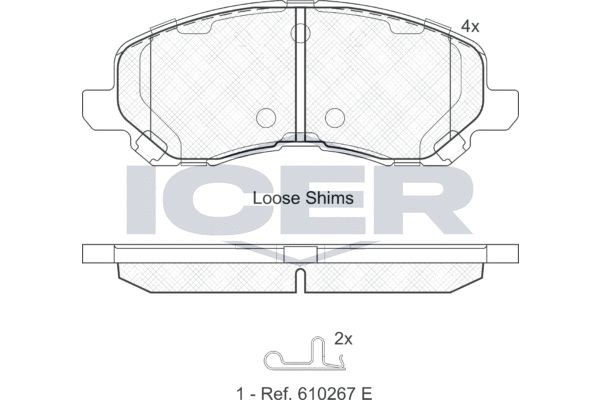 181806 ICER Brake pad set DODGE incl. wear warning contact, Axle Vers.: Front