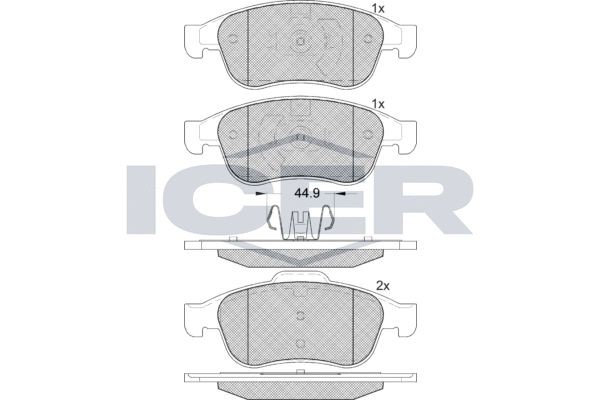 181915 ICER Brake pad set NISSAN Axle Vers.: Front